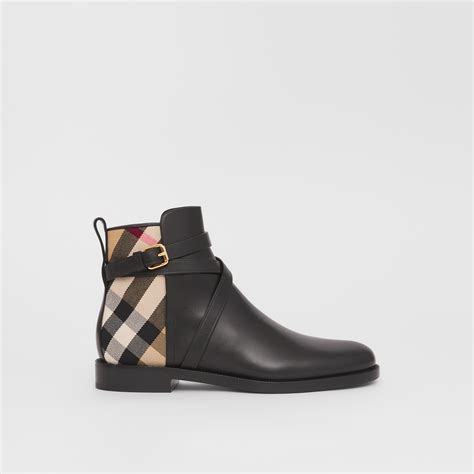 tradesy burberry ankle boots|Check and Leather Boots in Black/archive beige .